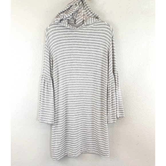 Lou & Grey Bell Sleeve Striped Hooded Casual Dress - Picture 2 of 8